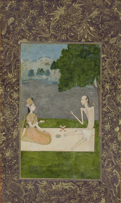 Laila y Majnun conversan bajo un árbol, c.1730 de Nihal Chand